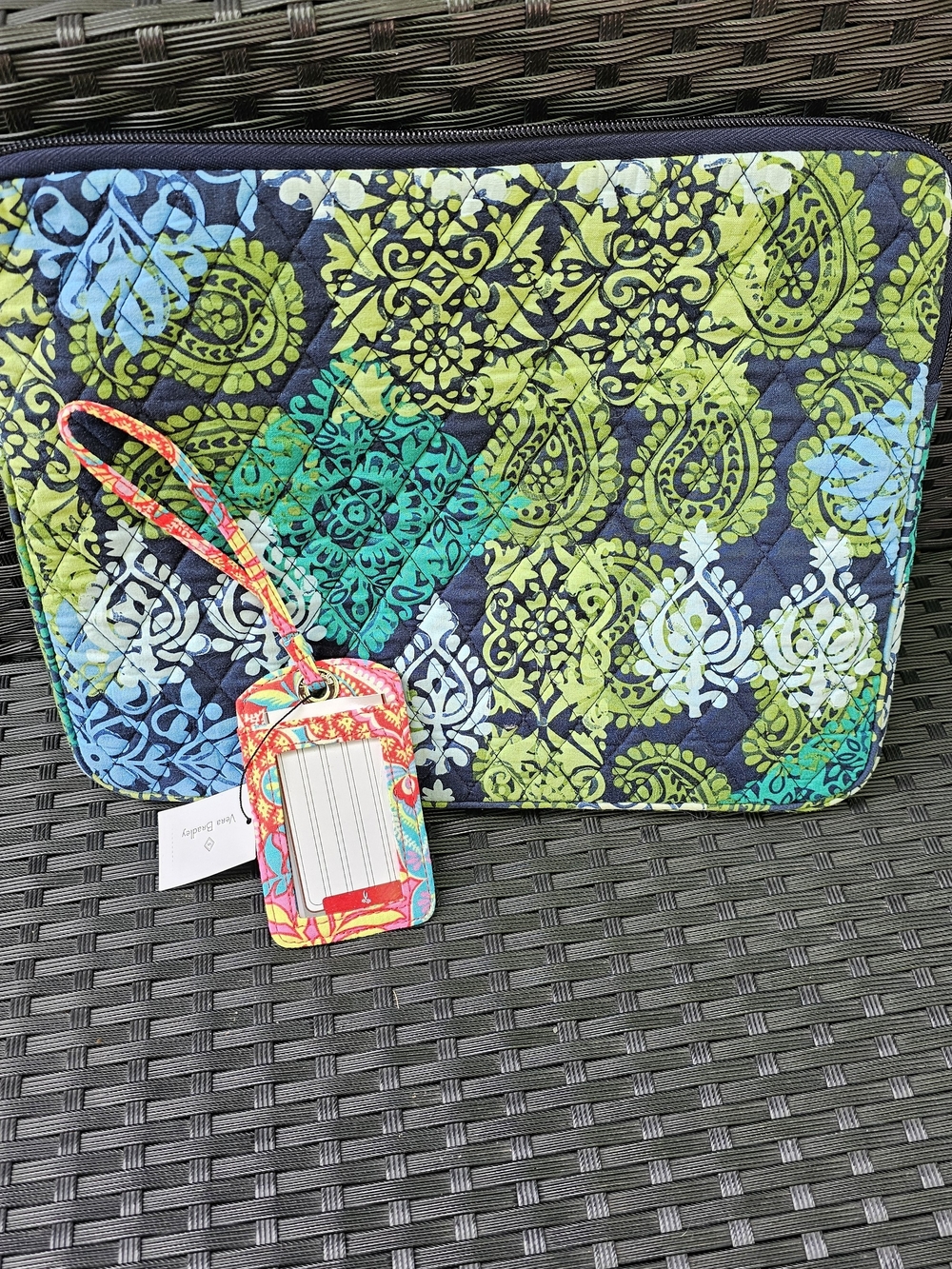 Vera Bradley Quilted Paisley Laptop Sleeve in Green, Blue and Teal